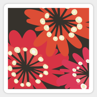 Fun flowerpower pattern in 1970-style, orange, red, brown Sticker